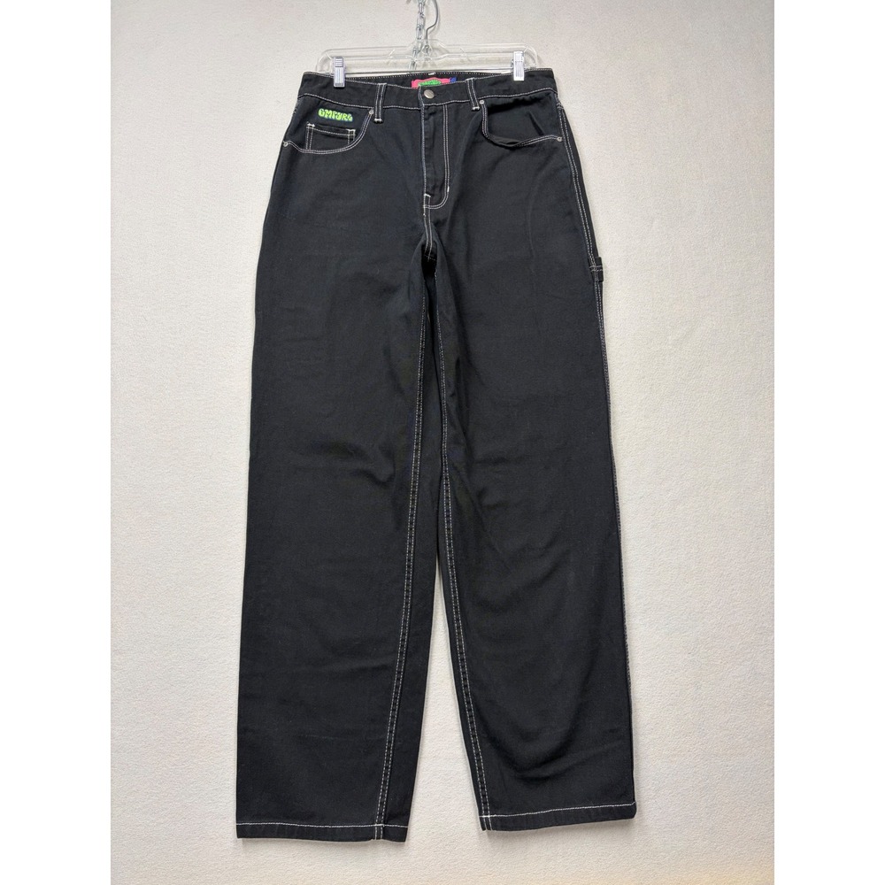 Empyre Tori Carpenter Pants Womens 10 Black Contrast Stitch Y2K Skate Wide Leg